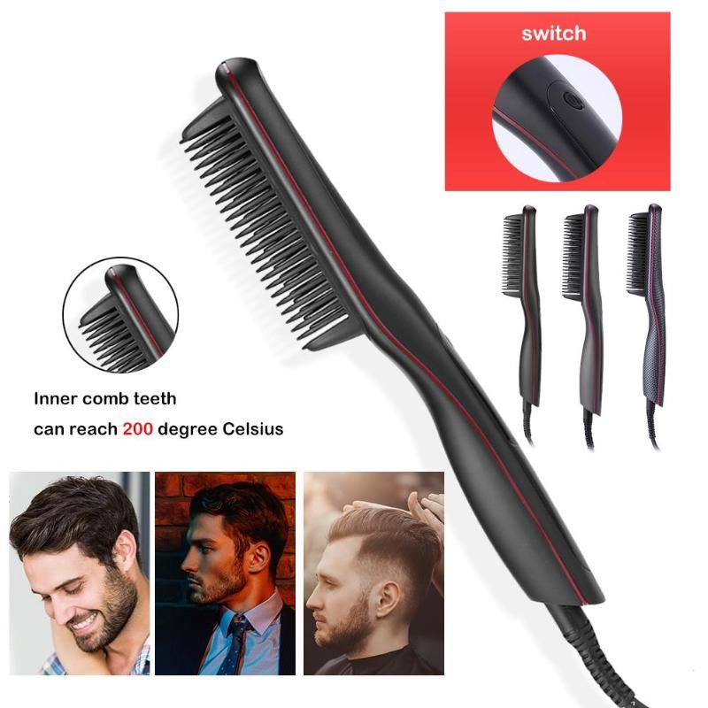 Multifonctionnel Led Numérique Défriser Les Cheveux Peigne Réglage De La Température Hommes Barbe Brosse Chaleur Cheveux Céramique Bigoudi Cheveux Peigne 