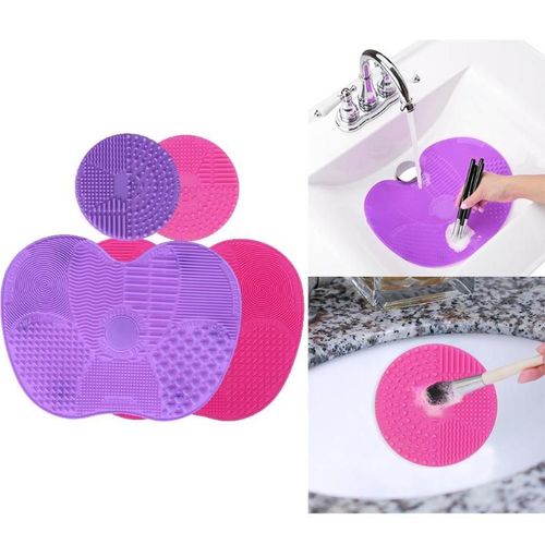 Silicone Maquillage Brosse Tapis De Nettoyage Non Toxique Sans Odeur Multifonctionnel Pratique 1 Pomme En Forme De Grands Tapis Et 1 Rond Mini Tapis 