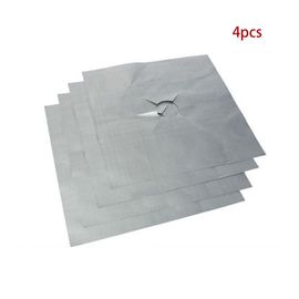 Brûleur De Cuisinière À Gaz En Fiber De Verre Réutilisable Température Anti-Salissure Et Protecteur D'Huile Revêtement De Nettoyage Tapis D'Outils De Cuisine 4 Pièces