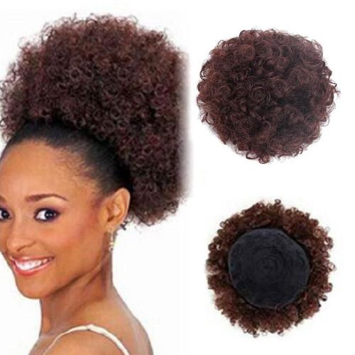 Femmes Court Bouclés Synthétique Afro Queue De Cheval Grande Extension De Cheveux Pleine Perruque Pièce Haute Température En Soie Perruque Anneau Cheveux Accesso