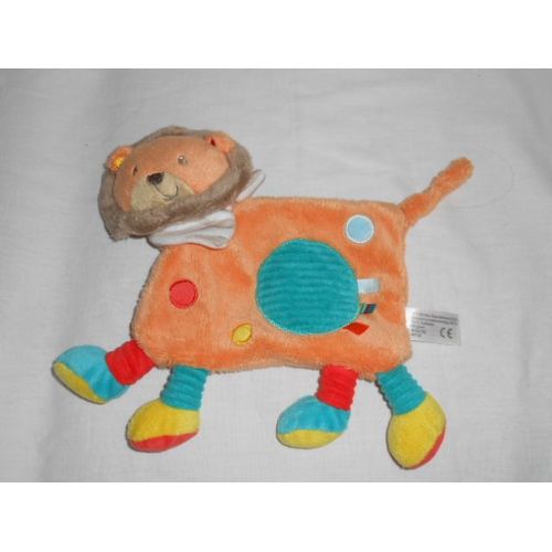 Doudou Simba Nicotoy Kiabi Lion Plat Orange Rond Bleu Pattes Simba Toys Vert Jaune Tigre Jungle