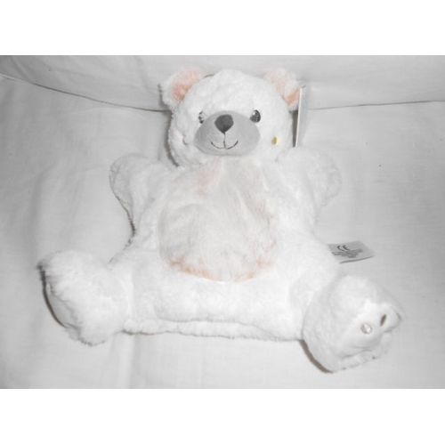 Doudou Ours Marionnette Blanc Beige Fourrure Peluche Simba Toys Benelux Ourson Jouet Eveil Bebe Nicotoy