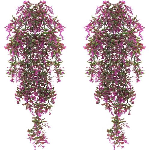 B 2 Pcs Lierre Artificiel Plantes Artificielles Interieur Plante Artificielle Tombante Fausse Plante Tombante Pour Deco Salle De Bain Mariage, Balcon, Décoration Murale - 70cm (Violet)