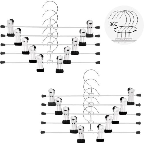 Cintres Pantalons, 10 Pièces 30cm Cintres Pour Pantalons Avec Lips Antidérapants Réglables Pour Pantalons Ceintre Pour Pantalon Metal Crochet Pivotant À 360°Pour Antalons