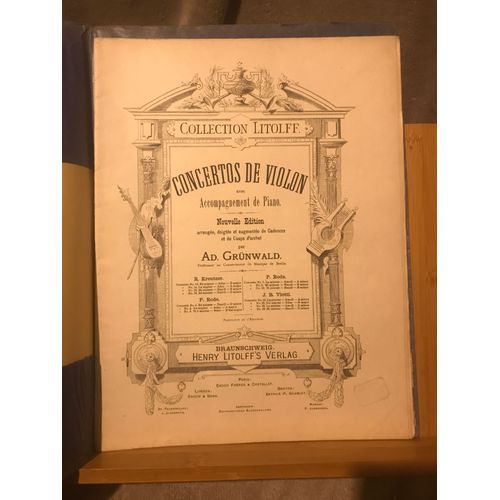 Rode Concerto Pour Violon N°1 Partition Avec Piano Grünewald Ed. Litolff 1307