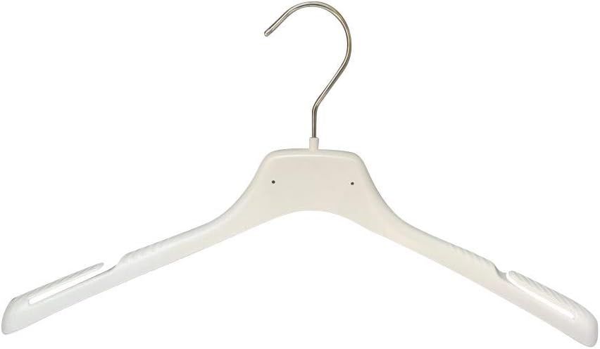 Blanc Blanc Lot de 25 cintres pour chemises en plastique cintres T-shirts pour vêtements en maille épaule avec aileron 38 cm