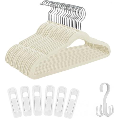 Blanc. Blanc. 30 Paquets De Cintres En Velours Pour Enfants, Cintres Beige De 35 Cm, Cintres Ultra Fins Pour Enfants En Bas Age, Économisant De L'espace