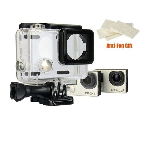 Boîtier étanche avec Anti-buée 45 M boîtier de sport de plongée + caméra de montage en verre accessoires d'action pour GoPro Hero 3 +/4