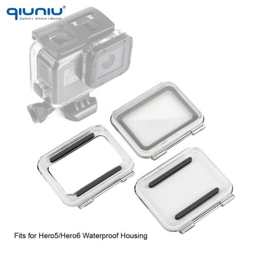 QIUNIU Kit porte arrière 3 en 1 transparent Standard étanche squelette tactile porte arrière pour GoPro Hero 5 6 7 boîtier de Super costume noir