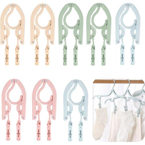 8 Pièces Cintre Pliant (Avec Pince) Cintres Pliable Voyage Cintres De Voyage Pliable Et Portable Cintre Bebe Cintres Portable Convient Aux Voyages D'affaires Et À L'ameublement De La Maison