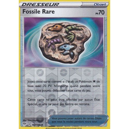 Carte Pokemon - Dresseur - Fossile Rare - 167/189 - Reverse - Épée Et Bouclier 3 Ténèbres Embrasées