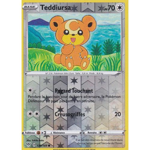 Carte Pokemon - Teddiursa - 138/189 - Reverse - Épée Et Bouclier 3 Ténèbres Embrasées