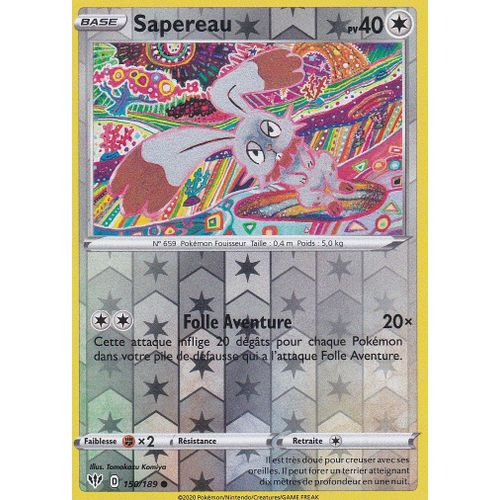 Carte Pokemon - Sapereau - 150/189 - Reverse - Épée Et Bouclier 3 Ténèbres Embrasées