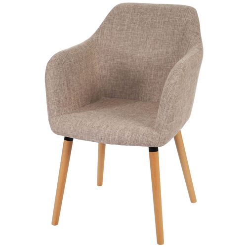 Chaise De Séjour / Salle À Manger Malmö T381 / Style Rétro Des Années 50   Tissu, Crème / Gris