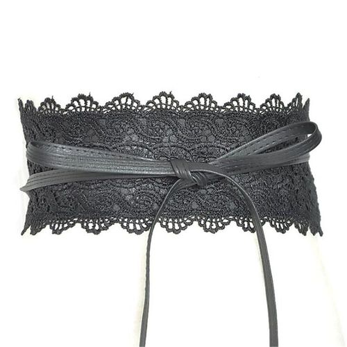 Envoie De France Ceinture Obi Large Noir Zip Pu Solide Lanière Ruban Serre Taille Dentelle Rétro Vintage Médiéval Punk Rock Victorien Corset Steampunk Moyen Âge