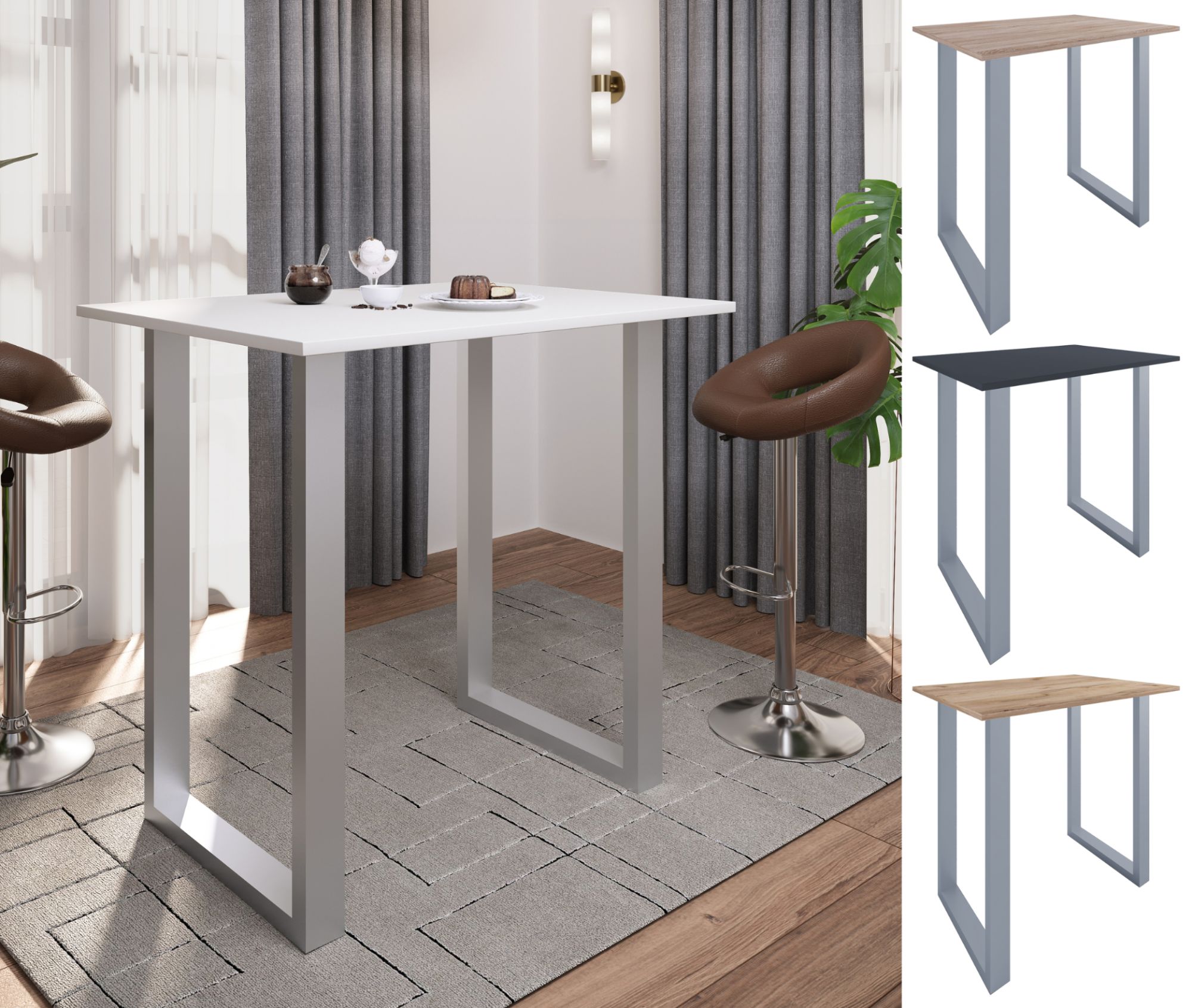 VCM Premium Bois Alu Bar Table de bar Table de bistrot Table de bar...