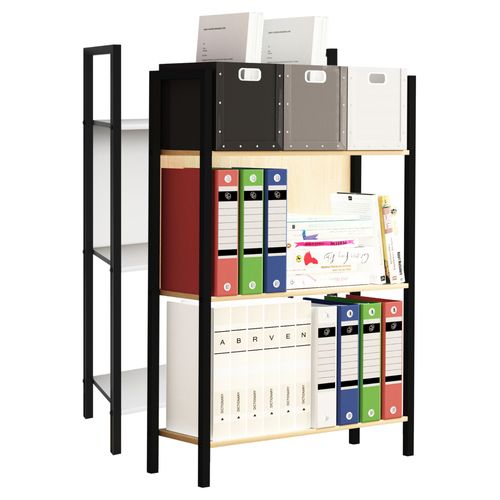 Vcm Bois, Métal, Rangement, Stand, Étagère, Bibliothèque, Déco, Livres, Étagère Sur Pied, Flakos, 2