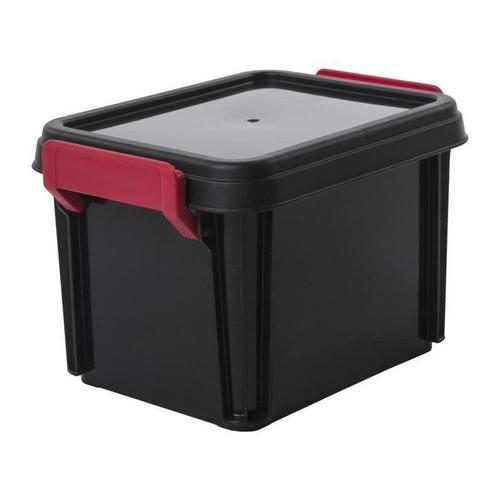 IRIS OHYAMA Lot de 4 boîtes de rangement empilables avec couvercle - Multi Box - MBX-2 - Noir, rouge et transparent - 2 L