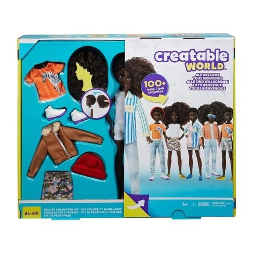 Creatable World Kit Complet Cheveux Noirs Tshirt Zebre - Gkv49 - Poupée Mannequin - 6 Ans Et +