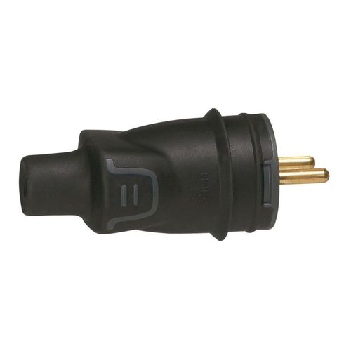 Fiche caoutchouc noire 2 P+T 16A