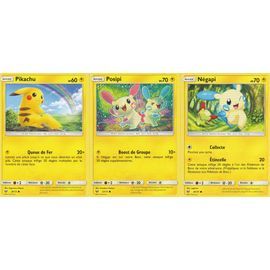 3 Cartes Pokemon - Pikachu 28/73 + Posipi 33/73 + Négapi 34/73 - Soleil Et Lune 3,5 Légendes Brillantes