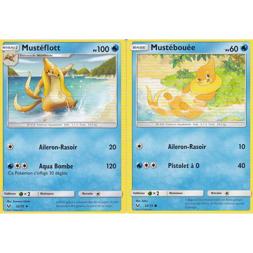 2 Cartes Pokemon - Mustéflott 23/73 + Mustébouée 22/73 - Soleil Et Lune 3,5 Légendes Brillantes
