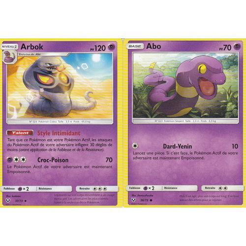 2 Cartes Pokemon - Arbok 37/73 + Abo 36/73 - Soleil Et Lune 3,5 Légendes Brillantes