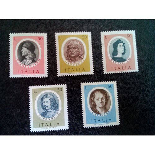 Timbre Italie Yt 1175 A 1179 Séries: Artistes Italiens (2e Série) 1974 ( 090904 )