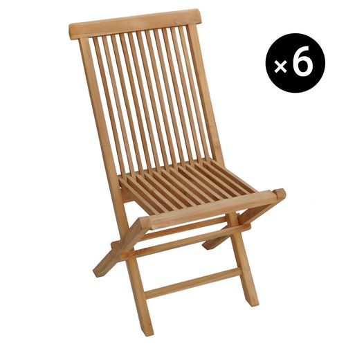 Lot De 6 Chaises De Jardin En Teck Lombok