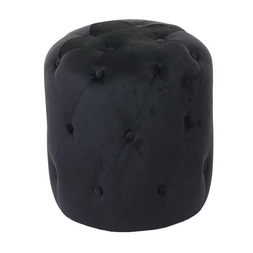 Tabouret Hwc-D22, Ottoman Avec Rivets, 42x39cm   Velours, Noir