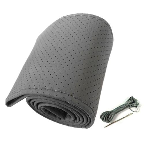 Housse De Volant De Voiture Universelle, Couture à La Main, En Cuir Microfibre Perforé, Housse De Volant Pour 38cm De DiamèTre, Gris