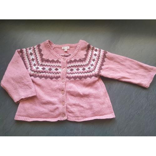 Gilet Rose Jacquard 18 Mois