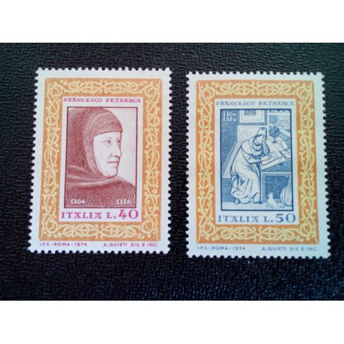 Timbre Italie Yt 1188 - 1189 Séries: Francesco Petrarca 1974 ( 090904 )