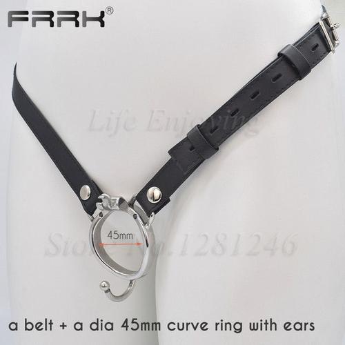 Anneau De Pénis En Métal Pour Homme, Avec Ceinture De Bondage En Pu Réglable, Pour La Cage À Pénis Frrk, Qui Utilise Un Système De Verrouillage À Clé Sm, Jouet Sexuel