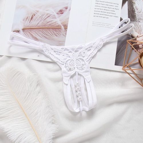 T-Pantalon Brodé Papillon, Culotte De Massage Perlée, String Transparent, Tanga Sexy, Sans Entrejambe, Grande Taille 1300 Ere