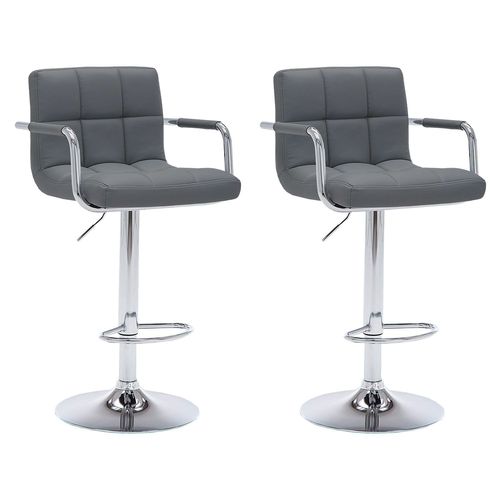 Lot De 2 Tabourets De Bar Gris Avec Accoudoirs Mike