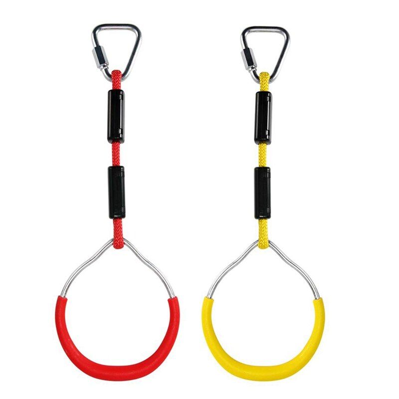 2x Swing Anneaux De Gymnastique Enfants Barre De Trapèze Tirer Vers Le Haut Anneaux De Gymnastique Anneau Pour Enfants Garçons Filles Jaune Et Rouge