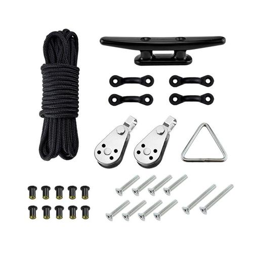 Kit Chariot D'ancrage Ancre Voiture Corde Taquet Poulie Bloc Gréement Oeil Taquets Anneau Accessoire