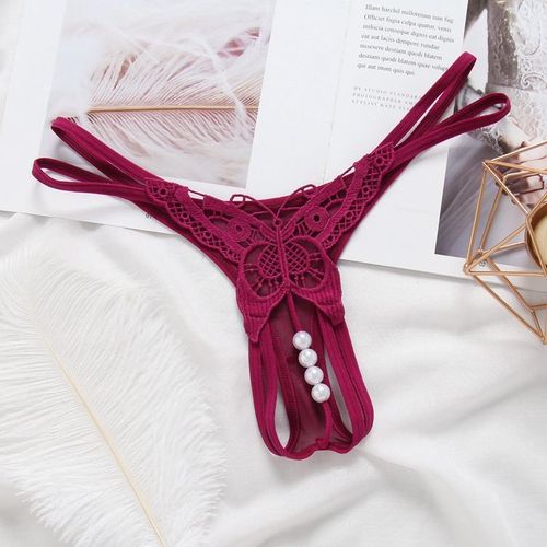 T-Pantalon Brodé Papillon, Culotte De Massage Perlée, String Transparent, Tanga Sexy, Sans Entrejambe, Grande Taille 1300 Ere