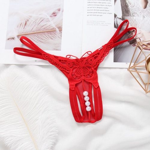 T-Pantalon Brodé Papillon, Culotte De Massage Perlée, String Transparent, Tanga Sexy, Sans Entrejambe, Grande Taille 1300 Ere