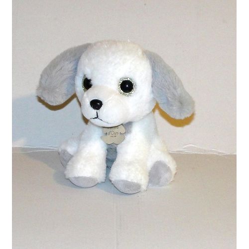 Peluche Chien Blanc Et Gris Histoire D'ours Doudou Chien Assis 16 Cm