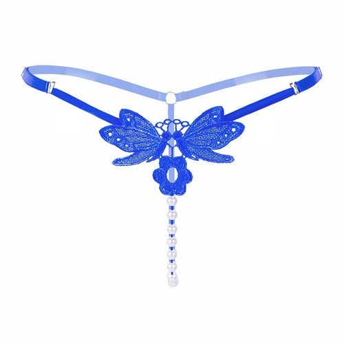 Culotte De Massage Avec Perles Pour Femmes, String Transparent, Taille Basse, Entrejambe Ouvert, Taille Réglable, String Papillon