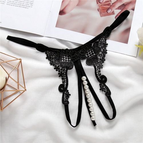 String Transparent Brodé Pour Femme, Sous-Vêtement Sexy, Perle Creuse, Massage, Entrejambe Ouvert, Taille Basse
