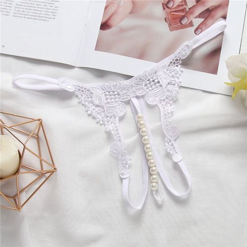 String Transparent Brodé Pour Femme, Sous-Vêtement Sexy, Perle Creuse, Massage, Entrejambe Ouvert, Taille Basse