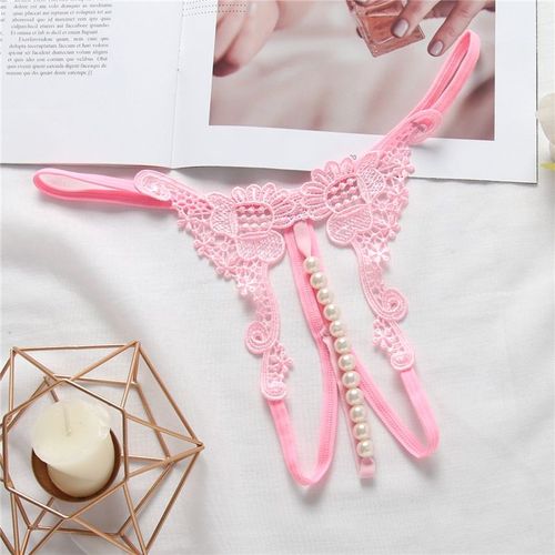String Transparent Brodé Pour Femme, Sous-Vêtement Sexy, Perle Creuse, Massage, Entrejambe Ouvert, Taille Basse