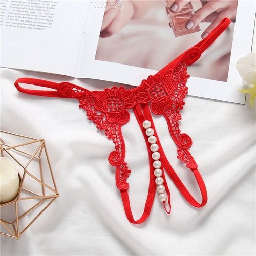 String Transparent Brodé Pour Femme, Sous-Vêtement Sexy, Perle Creuse, Massage, Entrejambe Ouvert, Taille Basse