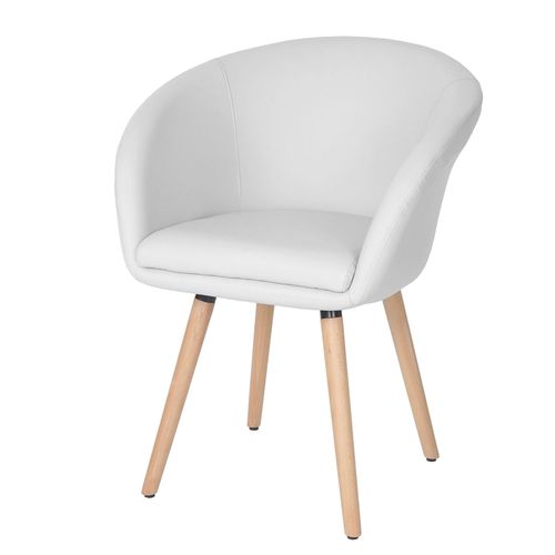 Chaise De Salle À Manger Malmö T633, Fauteuil, Design Rétro Des Années 50   Similicuir, Blanc