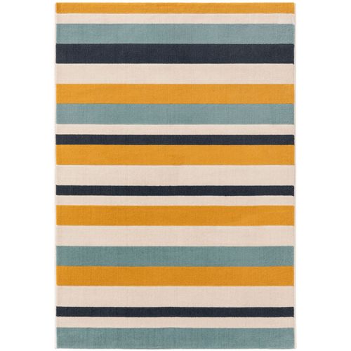Tapis Poil Ras Dessert Bleu/Jaune 120x170 Cm - Tapis Poil Court Design Moderne Pour Salon