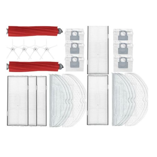 Brosse pentagone blanche principale en tissu antibactérien jetable, sac filtrant anti-poussière pour Roborock S7 Maxv Ultra/T8plus, 23 pièces
