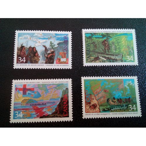 Timbre Canada Yt 983 A 986 Séries: Exploration Du Canada (Série 2) Pionniers De La Nouvelle-France 1987 ( 010904 )